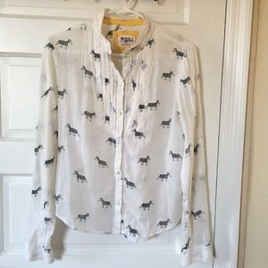 Anthropologie zebra printed long sleeve button up